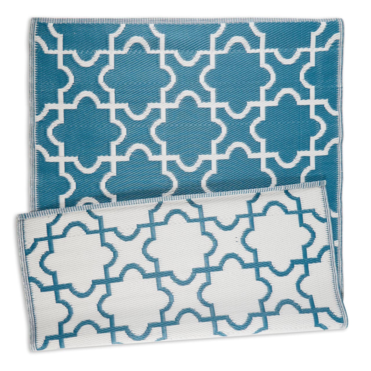 DII® Storm Blue & White Lattice Outdoor Rug, 4ft. x 6ft.
